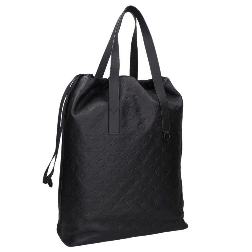 Louis Vuitton Monogram Shadow Black Helmet Leather Tote Bag Black